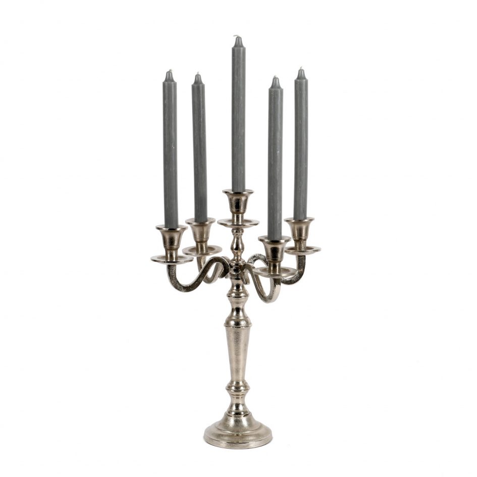 Kerzenständer 5-armig, Kerzenleuchter Aluguss, silber, gold