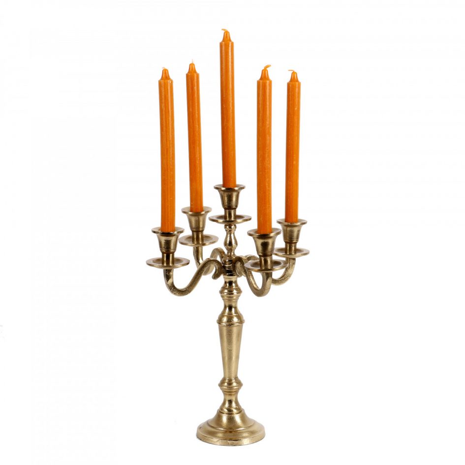 Kerzenständer 5-armig, Kerzenleuchter Aluguss, silber, gold