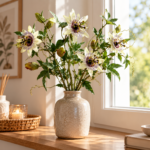Künstliche Passionsblume Weiß – dekorativer Blütenzweig - 46 cm