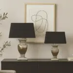 Tischlampe mit Keramikfuß, silber - 2 Größen