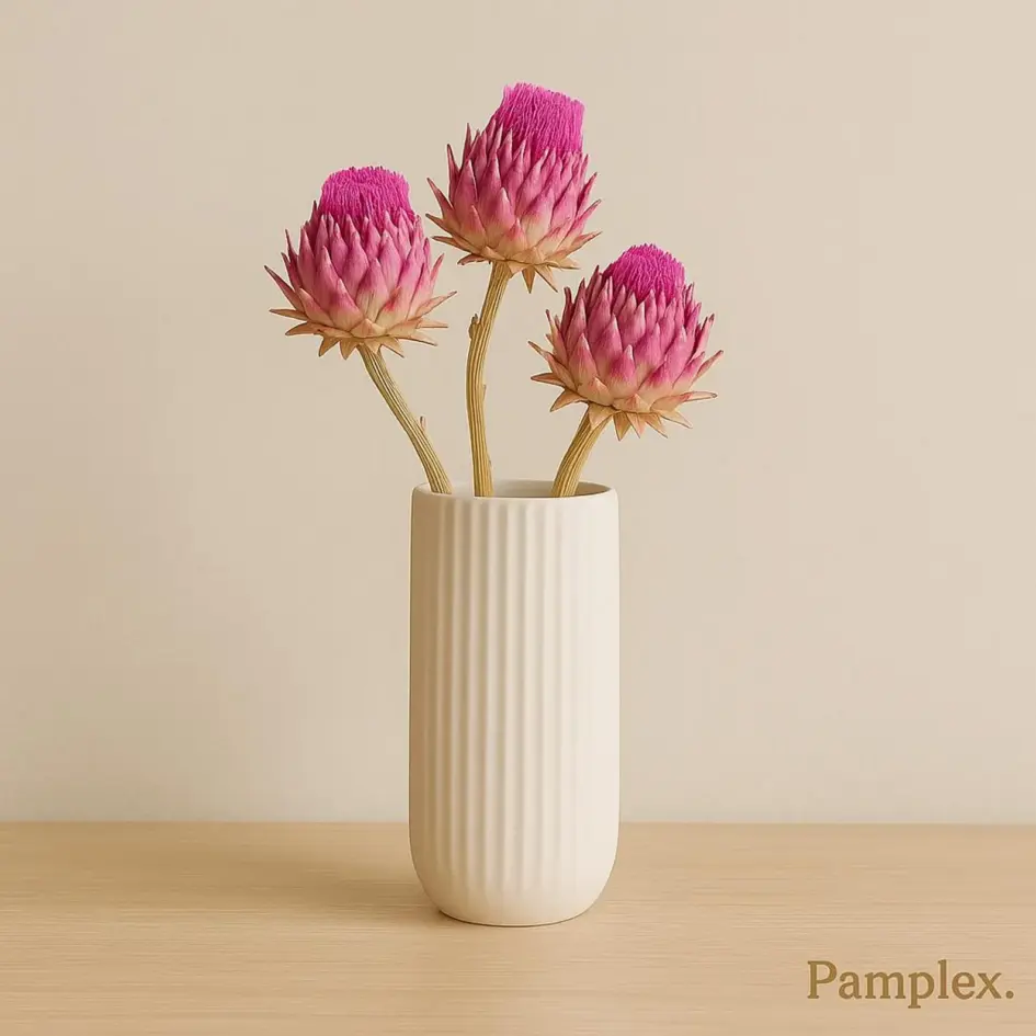 Dried artichokes 3 stems, pink flowers - dried flowers - exotic decoration