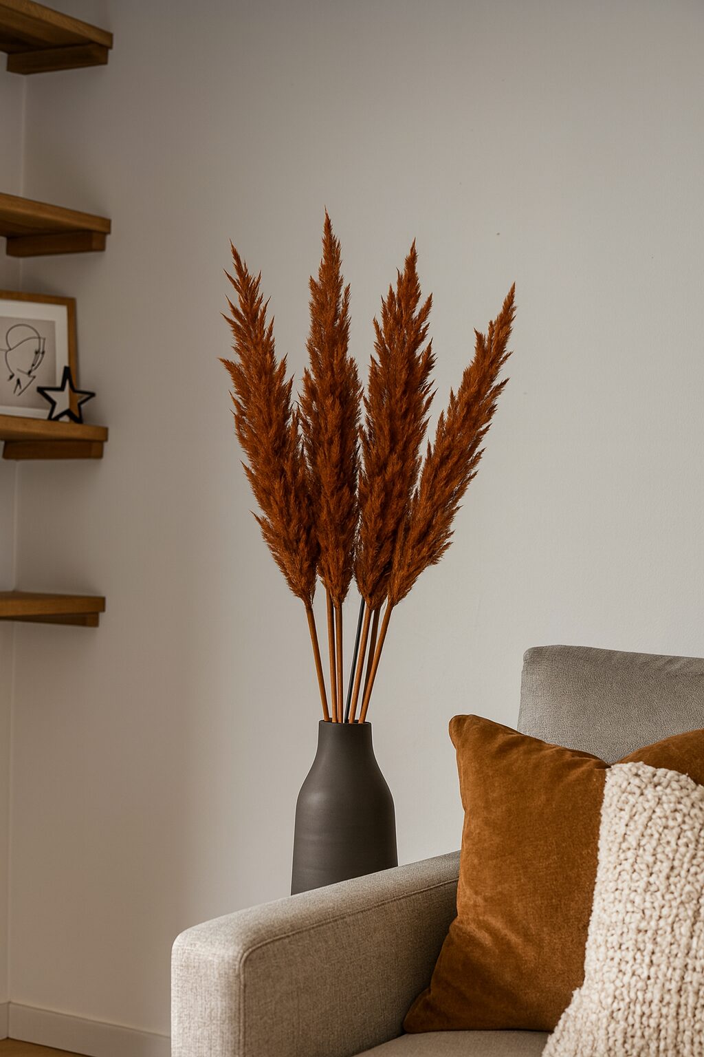 Pampasgras Eryanthus, Terracotta - Naturdekoration - 5 Stiele