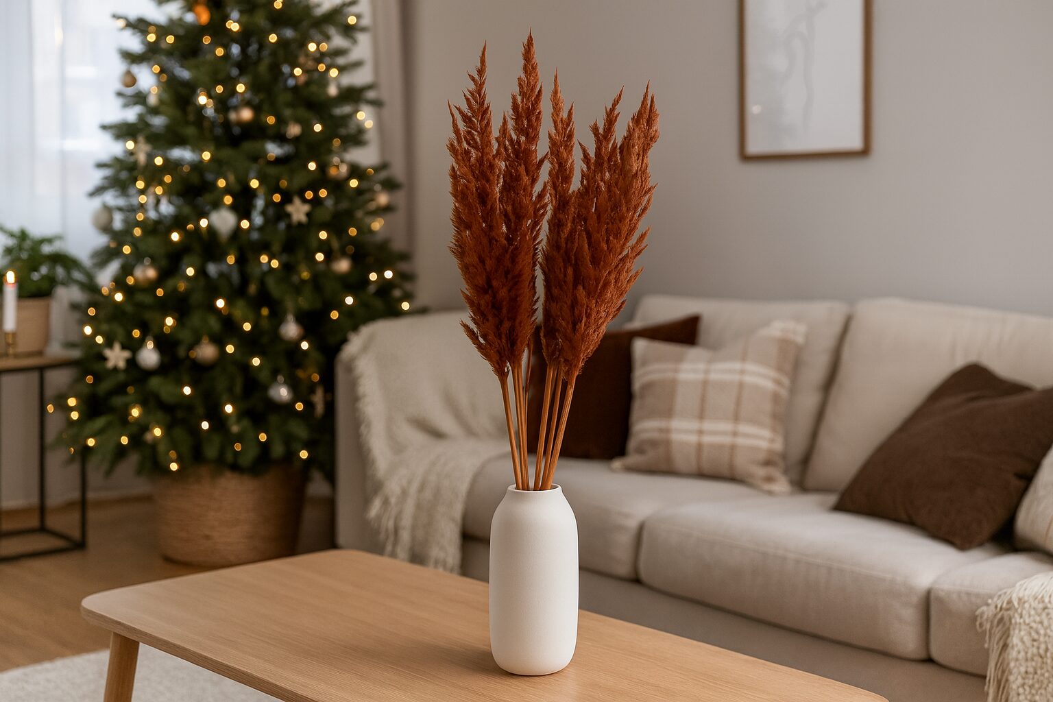 Pampasgras Eryanthus, Terracotta - Naturdekoration - 5 Stiele