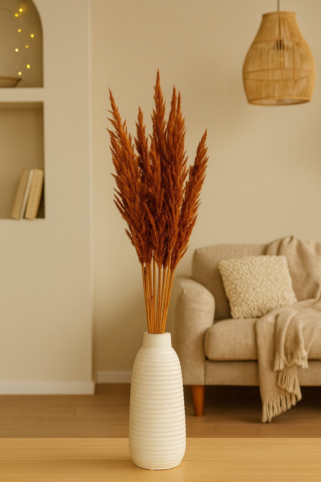 Pampasgras Eryanthus, Terracotta - Naturdekoration - 5 Stiele