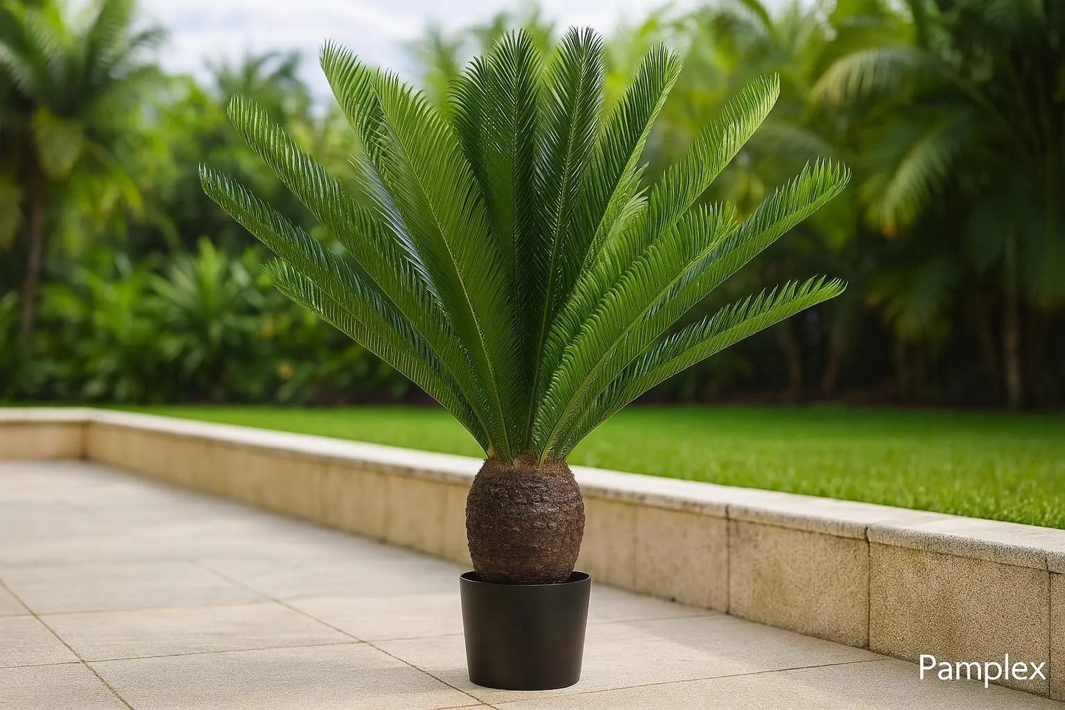 il_fullxfull.7059282472_3fu7 Artificial plant palm cycas lifelike with large fronds, 100cm high, green - Image 1