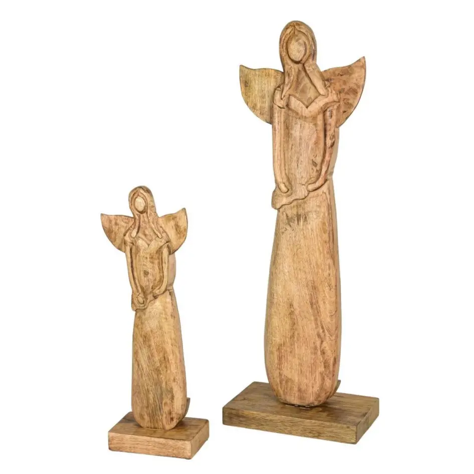 Weihnachtsengel Holzfigur - Handgefertigte Holz Engel Figur als festlicher Aufsteller in 2 Größen
