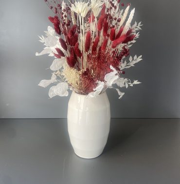 Trockenblumenstrauß „red love“ Natur Deko - getrockneter Blumenstrauß aus verschiedenen Trockenblumen und Gräser