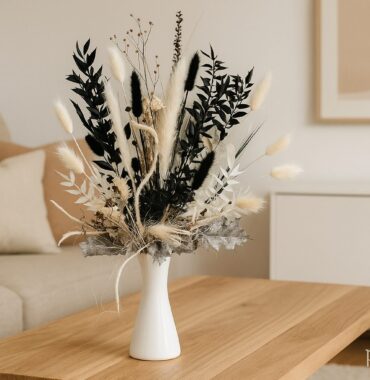 XL Trockenblumenstrauß  "Pandora"  schwarz-weiß Bouquet - Geschenkstrauß