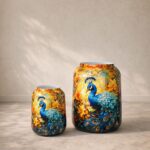 Metallvase Pfau