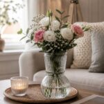 Glasvase geriffelt 20 cm – Moderne Blumenvase für frische Blumen, Tischdeko & Wohnzimmer