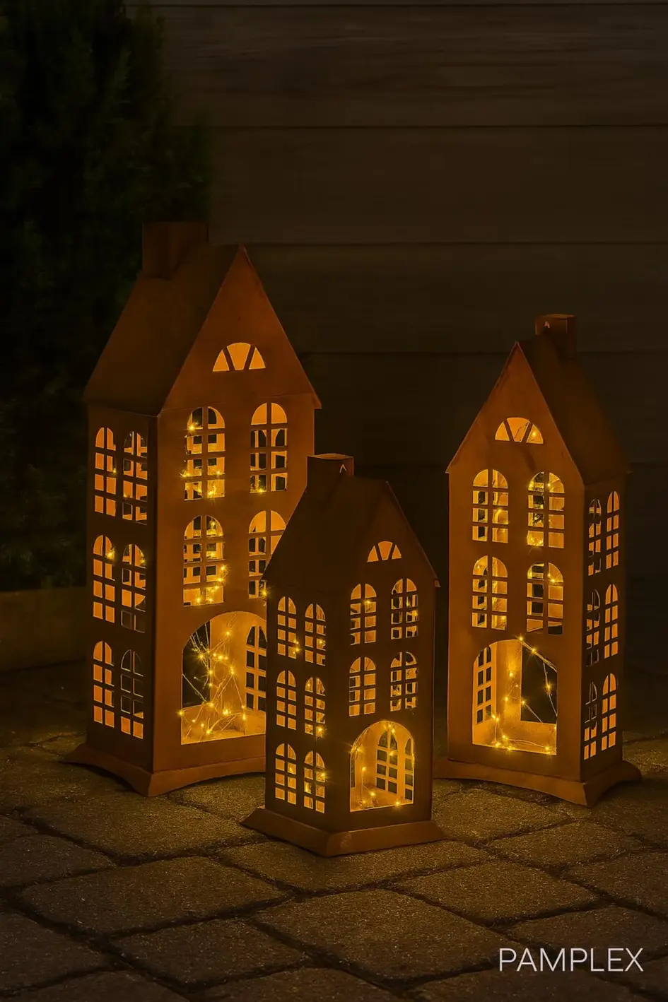 XL lantern house "Amsterdam" rust house of lights - decorative metal house - garden decoration - weatherproof