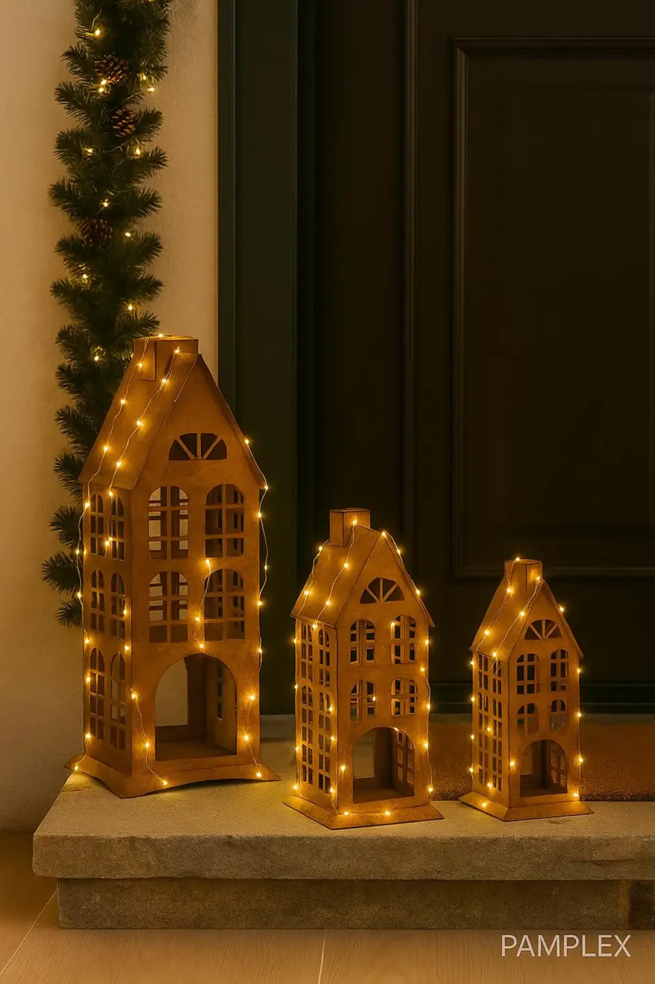 XL lantern house "Amsterdam" rust house of lights - decorative metal house - garden decoration - weatherproof