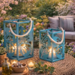 Metal lantern butterfly - garden lantern - lantern decoration - 2 sizes
