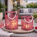 Metal lantern butterfly - garden lantern - lantern decoration - 2 sizes