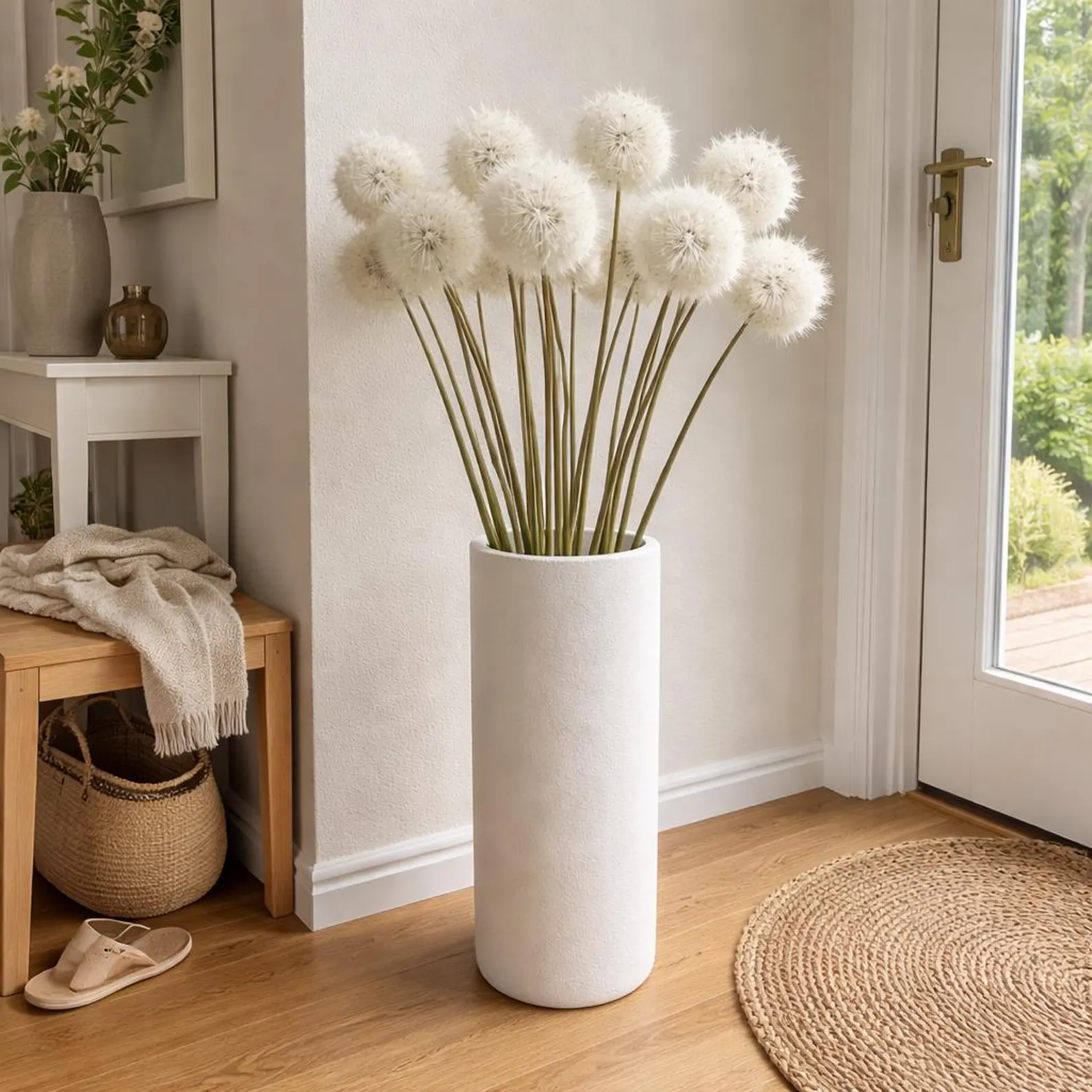 Pusteblume Künstliche Pusteblume – Naturgetreue Deko-Blume, Weiß - elegante Seidenblume - 80cm – Bild 1
