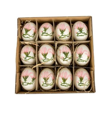 Painted Easter eggs "Magnolia" painted chicken eggs - set of 12, decorative Easter decoration