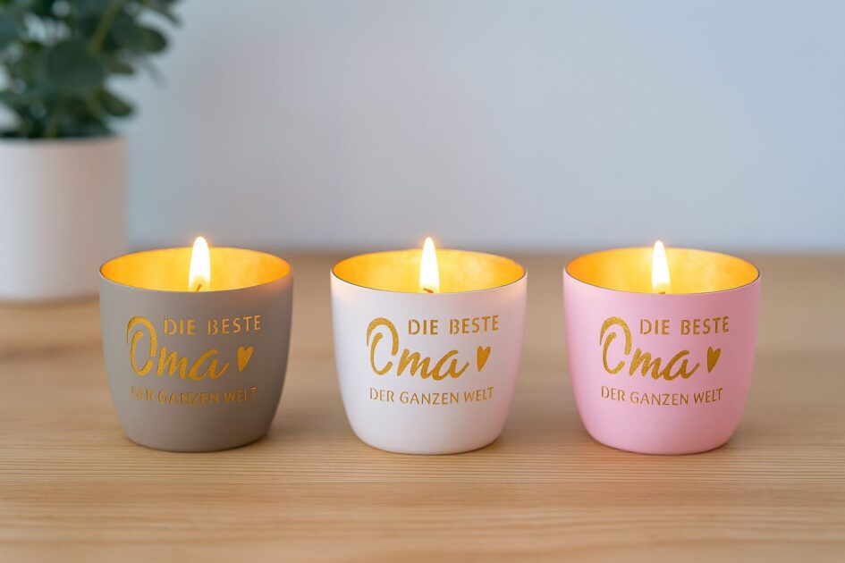 Metall-Windlicht Oma – Teelichthalter mit Gravur - Kerzenhalter personalisiert - 3 Farben