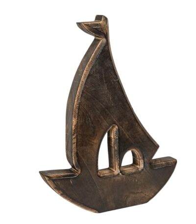 Segelschiff aus Holz, dunkelbraun geflammt – maritime Tischdeko