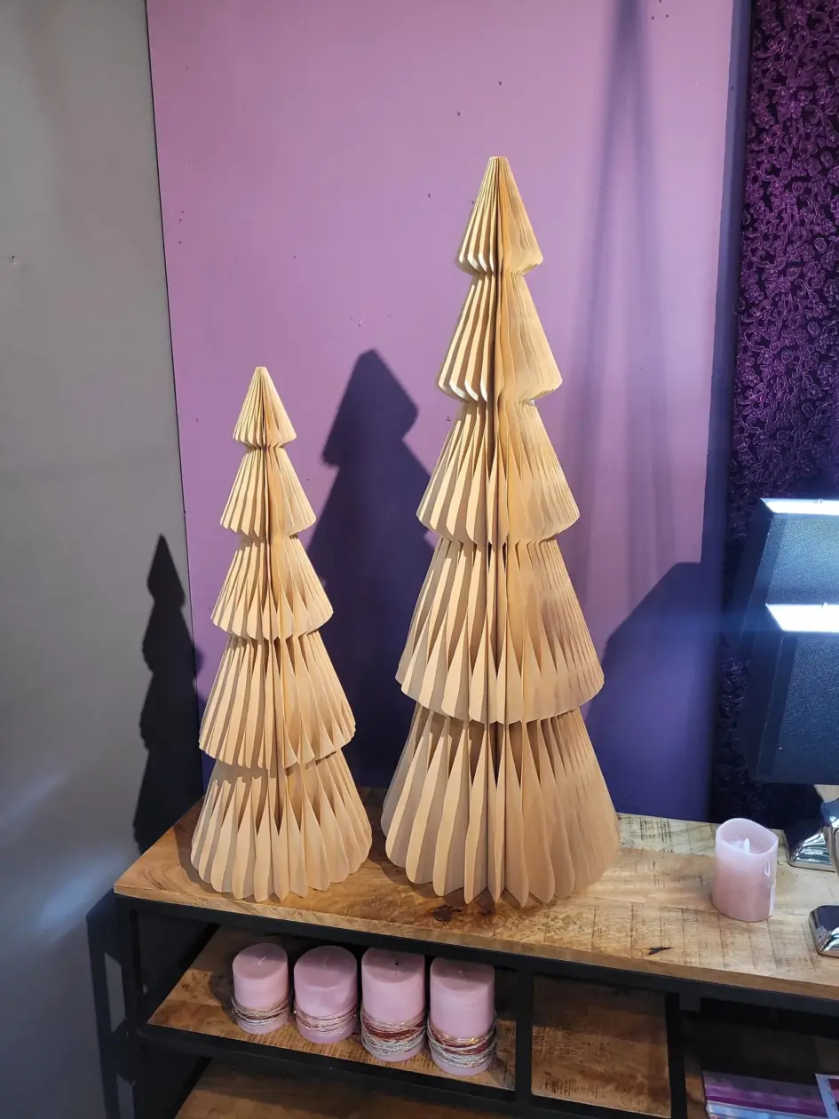 Papier Weihnachtsbaum beige – Tannenbaum faltbar mit Magnetverschluss