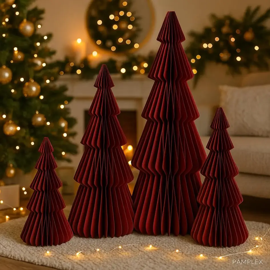 Papier Weihnachtsbaum rot – Tannenbaum faltbar mit Magnetverschluss