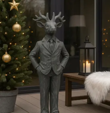 Moderner Deko Hirsch, Rentier im Anzug - Skulptur Weihnachtsdeko