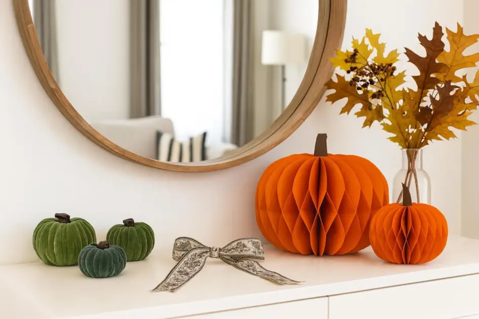 Papier Kürbis, Orange - Halloween Deko - Herbstdeko für Tisch und Fensterbank