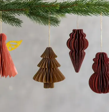 Christbaumschmuck aus Papier – Baumschmuck Engel, Schneemann, Tannenbaum - Hängedekoration Faltbar mit Magnet