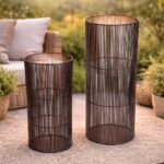 XL Metall Laterne schwarz - Windlichtsäule mit Glas - 2 Größen
