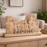 Haus Deko Holz Home Schriftzug - Holz Häuser Deko modern - Wohnzimmer Landhausstil, Geschenk Einzug Haus