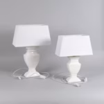 Weiße Tischlampe mit Stoffschirm, Keramiklampe moderne - 2 Größen