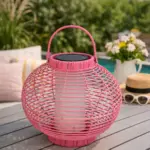 Solar Laterne Rosa - Gartenlaterne mit Lichtsensor, LED Solarleuchte Outdoor