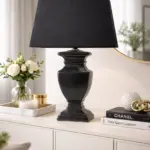 Tischlampe schwarz klassisch elegant, Keramik Tischleuchte Wohnzimmer