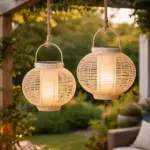 Solar Laterne Weiß - Gartenlaterne mit Lichtsensor, LED Solarleuchte Outdoor