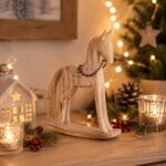 Holz Schaukelpferd Weihnachten, Deko Pferd aus Holz, Vintage Stil