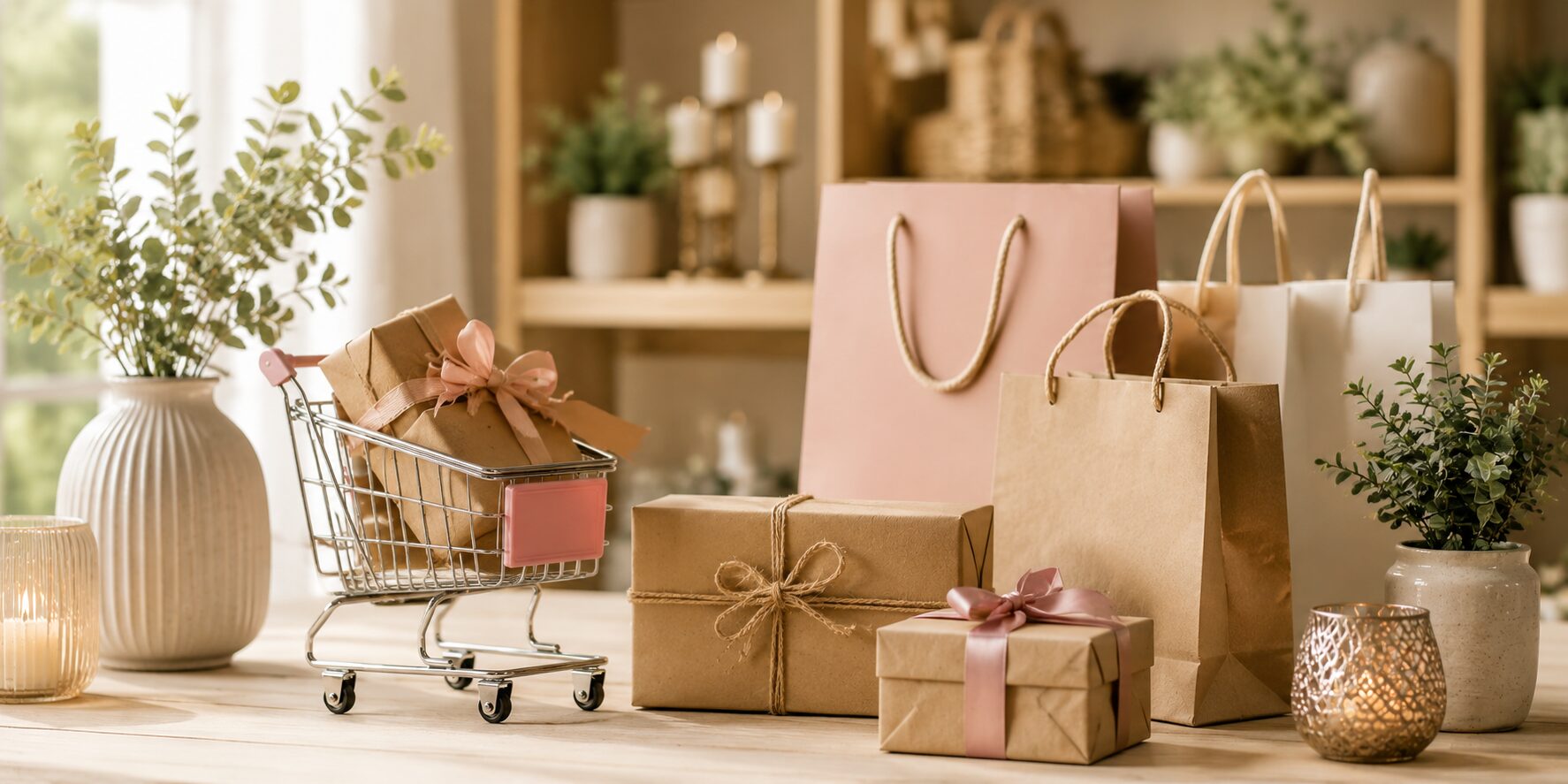 Stilvolle Wohnaccessoires, Geschenkverpackungen und Dekoartikel als Top-Angebote in natürlicher, gemütlicher Wohnatmosphäre.