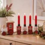 Weihnachtszug aus Holz mit Kerzenhalter – Adventskerzenhalter für 4 Kerzen & Weihnachtsdeko
