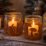 Rost Windlicht Herbst – Kürbis oder Pilze 2 Größen - Helloween Deko
