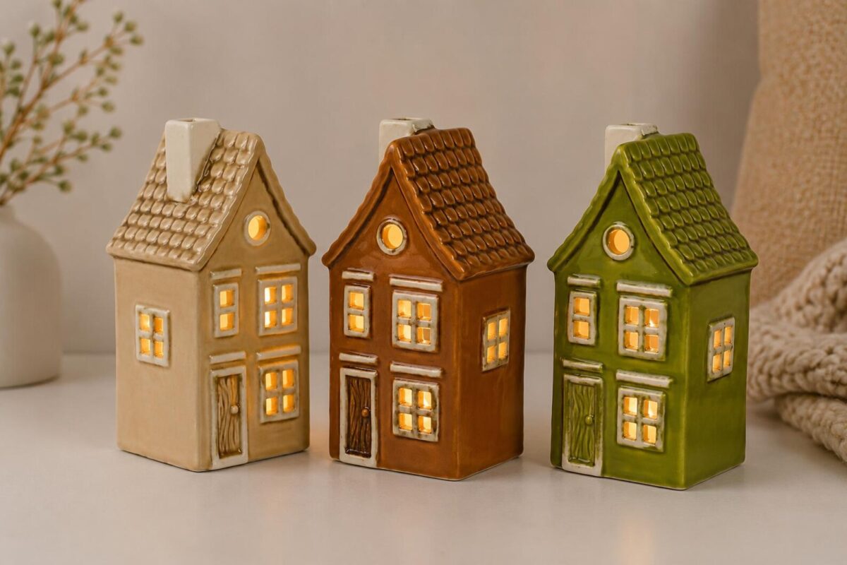 LED Lichthaus Keramik – Weihnachtshaus im Vintage Stil | Adventsdeko in 3 Farben