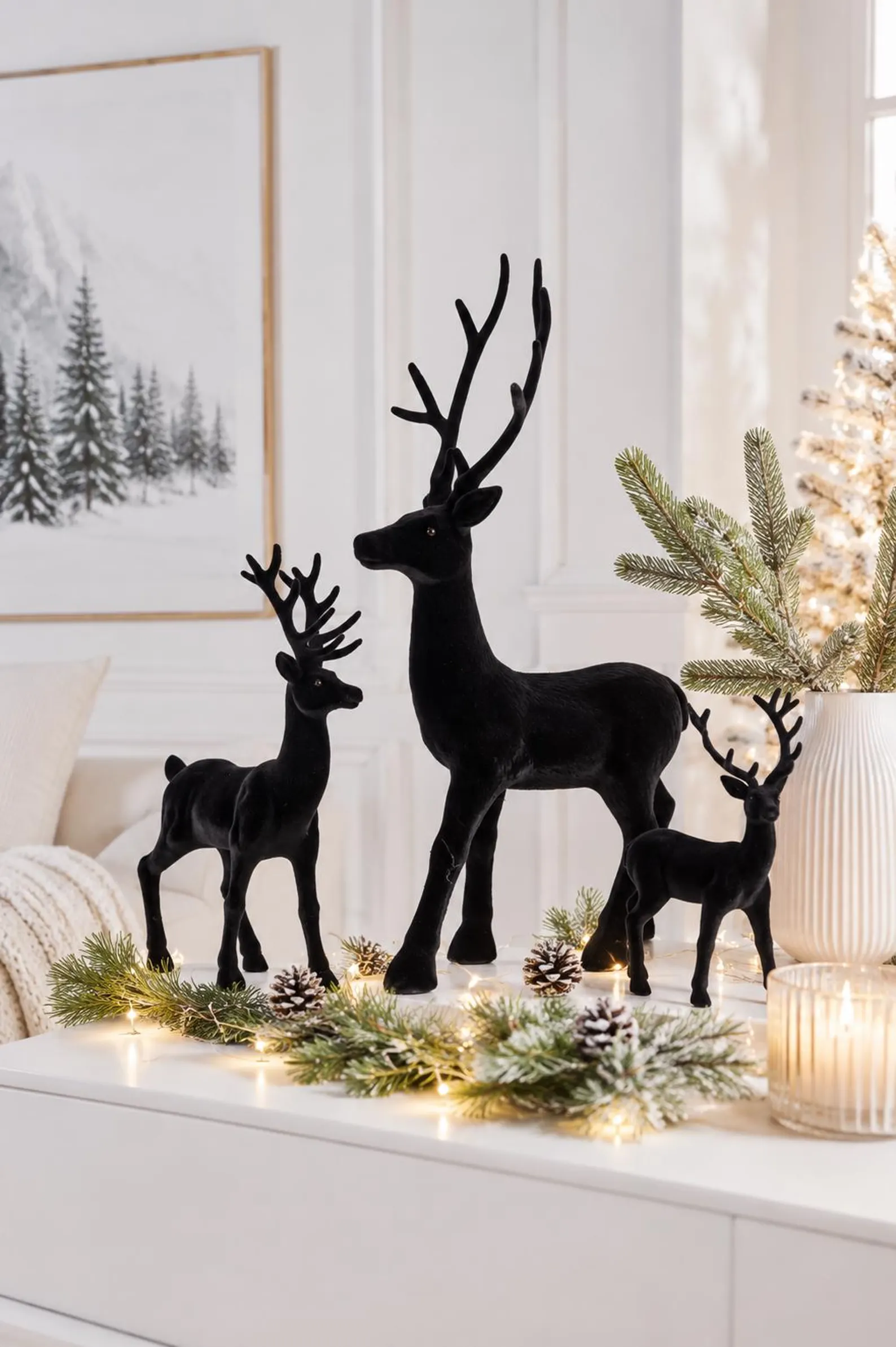 Deko Hirsch Deko Hirsch Samt Schwarz – beflockte Weihnachtsfigur in 4 Größen – Bild 1
