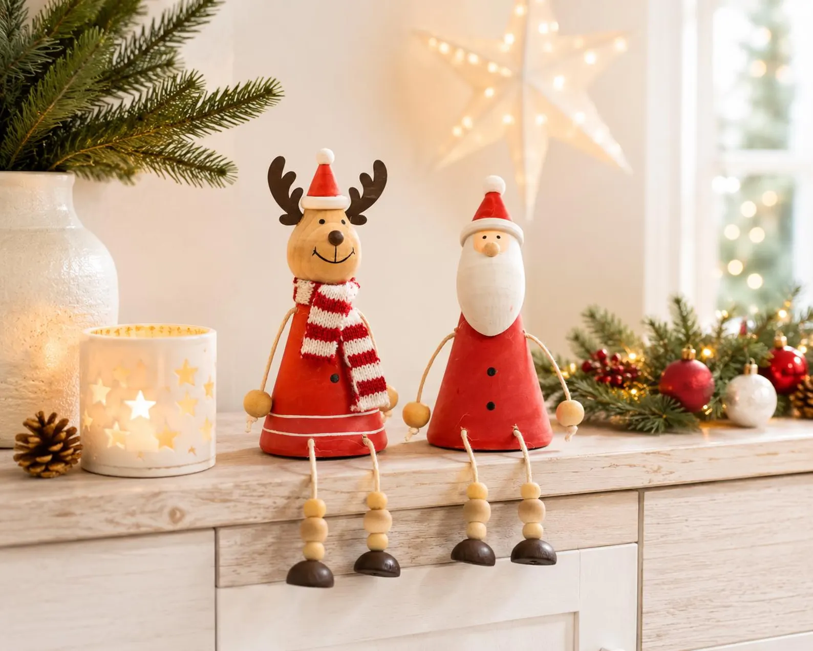 Kantenhocker Weihnachtsdeko Kantenhocker Weihnachten – Nikolaus & Rentier Deko aus Holz | Weihnachtsfigur & Wichtelgeschenk – Bild 1