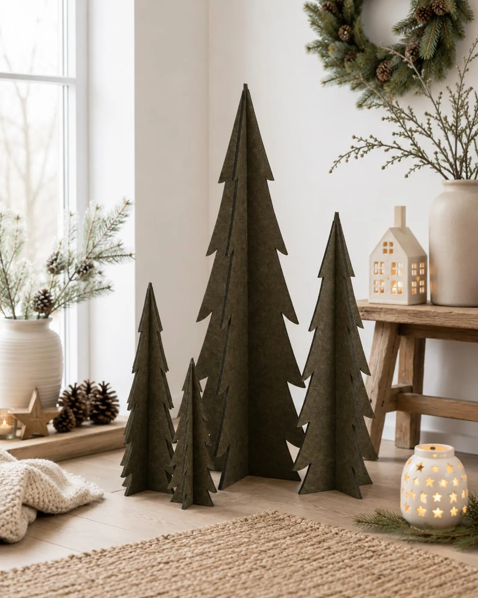 Filz Tannenbaum Aufsteller Filz Tannenbaum Aufsteller Dunkelgrün – Weihnachtsbaum 4 Größen – Bild 1