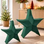 Deko Stern Samt Dunkelgrün – Weihnachtsstern Aufsteller klappbar, Adventsdeko, Weihnachtsdeko, 2 Größen