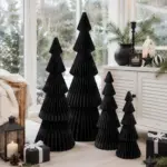 Papier Weihnachtsbaum Schwarz – Faltbarer Dekobaum mit Magnet, nachhaltige Weihnachtsdeko, 4 Größen