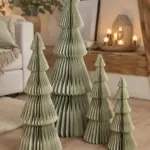 Papier Weihnachtsbaum Salbeigrün – Faltbarer Dekobaum mit Magnet, nachhaltige Weihnachtsdeko, 4 Größen