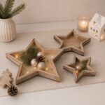 Stern-Teller aus Holz – Natur geflammt - Tischdeko Weihnachten - 2 Größen