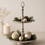 Aluguss Etagere Silber mit 2 Ebenen – Dekorative Tisch-Etagere 38 cm