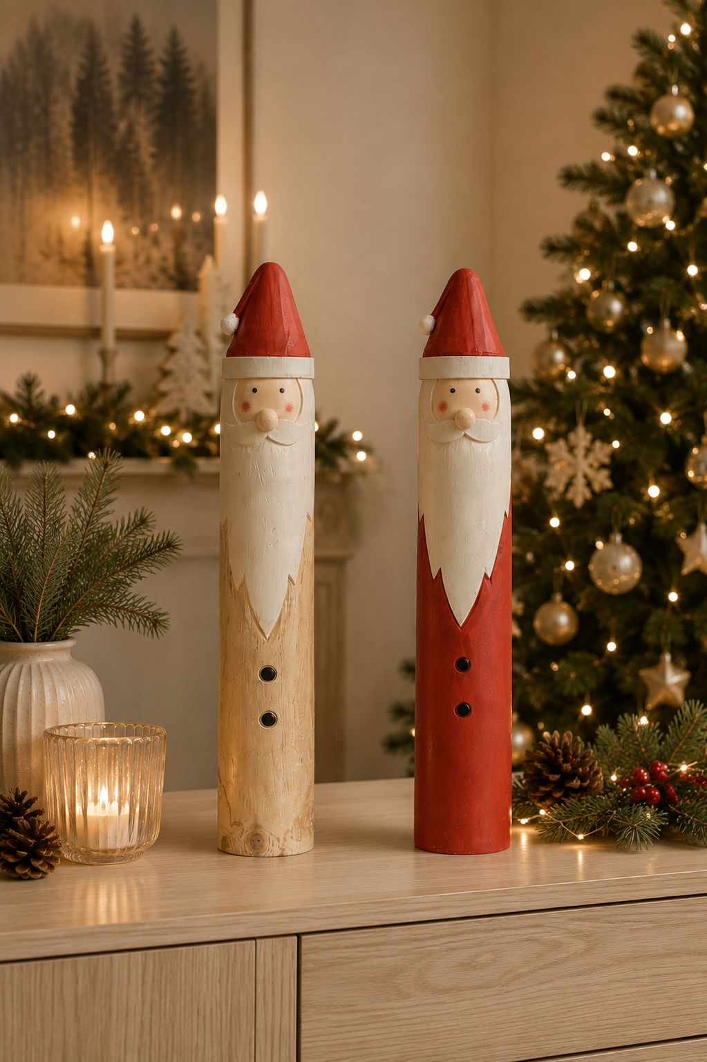 Holz Nikolaus Holz Nikolaus Weihnachten – Weihnachtsmann Deko Figur aus Holz | 2 Größen & 2 Farben – Bild 1