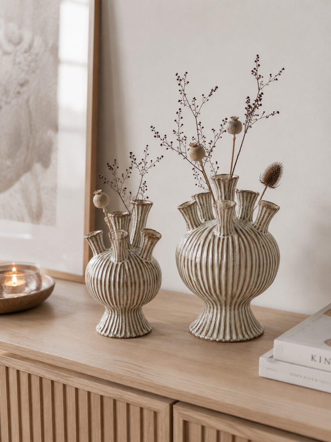 Mehrlochvase Keramik Mehrlochvase – Blumenvase für Trockenblumen & Einzelblumen | Steckvase in 2 Größen – Bild 1