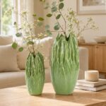 Grüne Keramik Vase – Moderne Blumenvase für Wohnzimmer & Tischdeko in 2 Größen