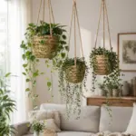 Hängekorb Set 3er aus Naturmaterial – Pflanzkorb zum Aufhängen mit Juteseil für Balkon, Terrasse & Zuhause